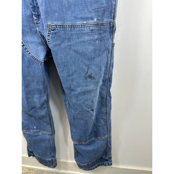 Carhartt Double Knee Denim Overalls Carpenter Workwear Utility 42x30 Distressed - Picture 14 of 16